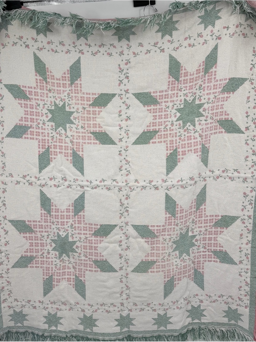 🌟 Reversible Star Quilt Woven Throw Blanket 🌟
